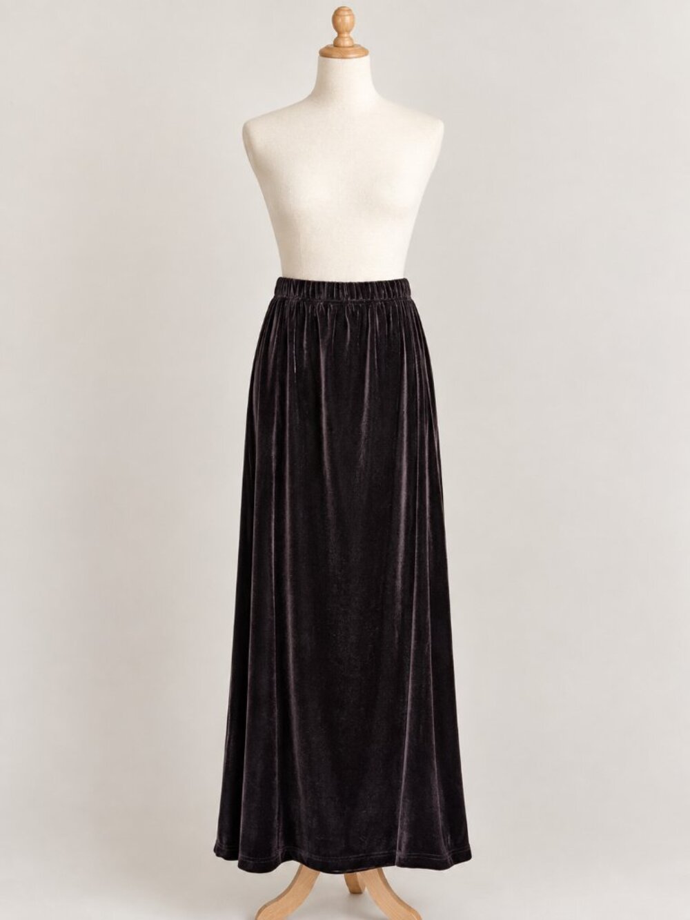 Vintage Velvet Maxi Skirt Whimsigoth Dark Brown Skirt